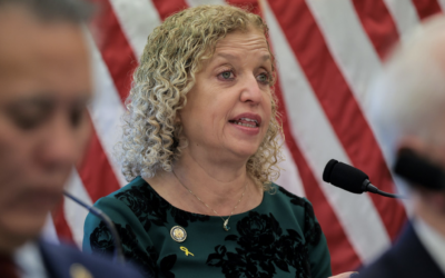 U.S. Rep. Debbie Wasserman Schultz, a Florida Democrat, speaks during a Democratic Steering and Policy Committee hearing in the U.S. Capitol on April 10, 2025 in Washington, DC. (Kayla Bartkowski/Getty Images)