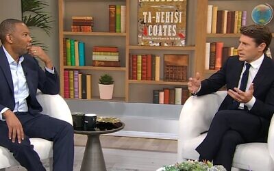 CBS Mornings co-anchor Tony Dokoupil (r) challenges author Ta-Nehisi Coates about Israel in a controversial on-air interview, Sept. 30, 2024. On Dec. 10, 2025, Dokoupil was named the new CBS News evenings anchor. (Screenshot)