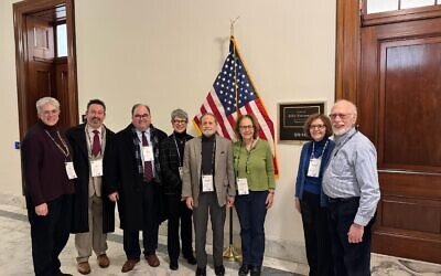 Participants in Consultation on Conscience, RAC’s social justice gathering, meet outside Sen. John Fetterman’s office in Washington, D.C. (Photo courtesy of Susan Friedberg Kalson)