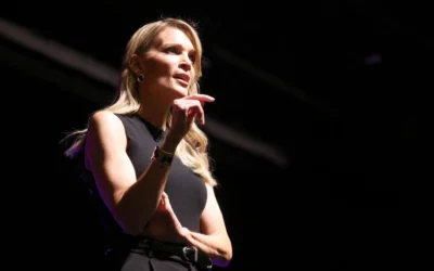 Megyn Kelly speaking with attendees at the Virginia Tech tour stop of "This Is The Turning Point" tour at Burruss Hall in Blacksburg, Va., Sept. 24, 2025. (Credit: Gage Skidmore, via Creative Commons)