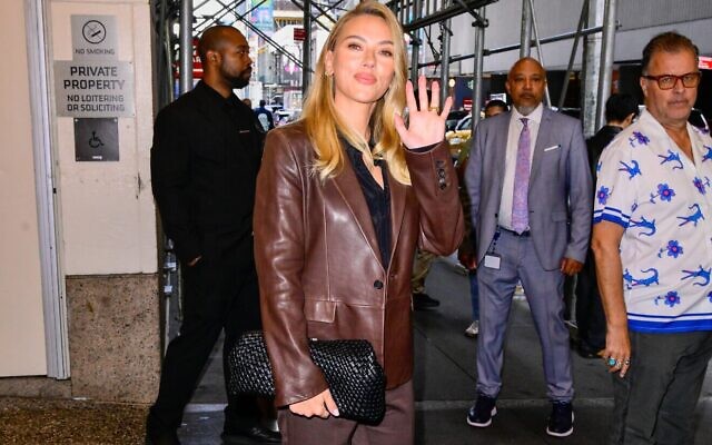 Scarlett Johansson is seen on Sept. 23, 2025 in New York City. (Photo by Raymond Hall/GC Images via Getty Images, via JNS) Scarlett Johansson is seen on Sept. 23, 2025 in New York City. (Photo by Raymond Hall/GC Images via Getty Images, via JNS)