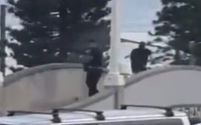 Two shooters at Bondi Beach. (Photo: Screenshot X, via Australian Jewish News) Two shooters at Bondi Beach. (Photo: Screenshot X, via Australian Jewish News)