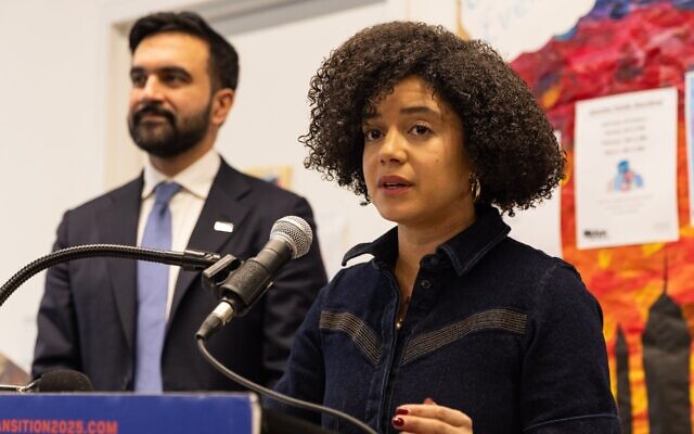 Catherine Almonte Da Costa, Mamdani's former director of appointments, speaks during a press conference with New York City Mayor-elect Zohran Mamdani and Jahmila Edwards, Director of Intergovernmental Affairs in Brooklyn, New York on Dec. 17, 2025. (Mostafa Bassim/Anadolu via Getty Images) Catherine Almonte Da Costa, Mamdani's former director of appointments, speaks during a press conference with New York City Mayor-elect Zohran Mamdani and Jahmila Edwards, Director of Intergovernmental Affairs in Brooklyn, New York on Dec. 17, 2025. (Mostafa Bassim/Anadolu via Getty Images)
