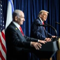 U.S. President Donald Trump and Israeli Prime Minister Benjamin Netanyahu hold a press conference at the Mar-a-Lago Club in Palm Beach, Fla., Dec. 29, 2025. (Photo by Daniel Torok/White House)