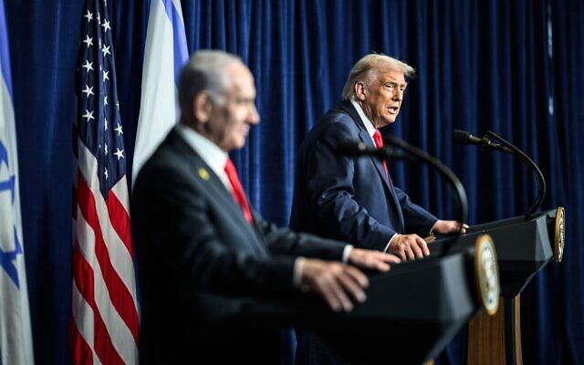 U.S. President Donald Trump and Israeli Prime Minister Benjamin Netanyahu hold a press conference at the Mar-a-Lago Club in Palm Beach, Fla., Dec. 29, 2025. (Photo by Daniel Torok/White House)