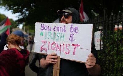 Pro-Palestinian demonstrators gather in Dublin, Ireland, July 04, 2024. (Huzeyfe Tastan/Anadolu via Getty Images)