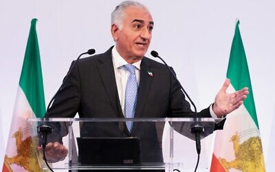 Iranian Crown Prince Reza Pahlavi holds a press conference in Paris on June 23, 2025. (Photo by Joel Saget/AFP via Getty Images)