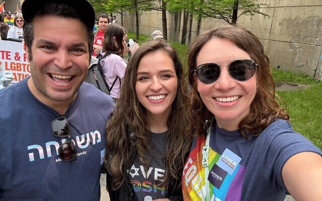 David Knoll, left, joins Laura Cherner and City Controller Rachael Heisler at the Pittsburgh Pride Parade. (Photo courtesy of David Knoll)
