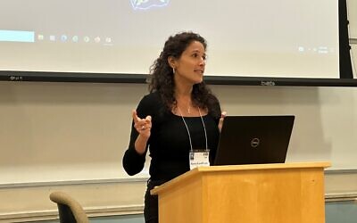 Rona Kaufman presenting her article “Never Again: Zionism and the Jewess” at the 3rd Annual Law vs. Antisemitism Conference at FIU Law School on Feb. 26, 2024. (Photo provided by Rona Kaufman)