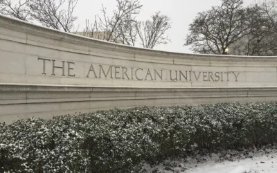 The entrance sign for American University in Washington, D.C. (Credit: Samschoe via Wikimedia Commons)