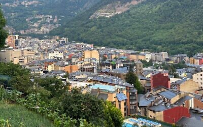 Panoramic view of Andorra La Vella, capital of the Principality of Andorra, from a hiking trail in the Pyrenees. (Larry Luxner)