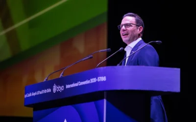 Gov. Josh Shapiro speaks at the opening ceremony of the 2026 BBYO International Convention in Philadelphia, Feb. 12, 2026. (Credit: Courtesy of BBYO)