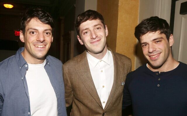 (L-R): AJ Edelman, Alex Edelman and Austin Edelman pose at the opening night of the new one man show "Alex Edelman Just for Us" at The Hudson Theatre on June 26, 2023 in New York City. (Bruce Glikas/WireImage) (L-R): AJ Edelman, Alex Edelman and Austin Edelman pose at the opening night of the new one man show "Alex Edelman Just for Us" at The Hudson Theatre on June 26, 2023 in New York City. (Bruce Glikas/WireImage)