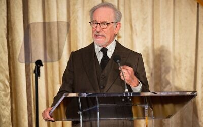 Steven Spielberg speaks at a ceremony at the University of Southern California, March 25, 2024, in Los Angeles. (USC/Sean Dube)