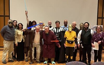 The cast of Rabbi Hazzan Jeffrey Myers’ “Estar Wars,” a parody of “Star Wars,” performed in 2024 (Photo courtesy of Rabbi Hazzan Jeffrey Myers)