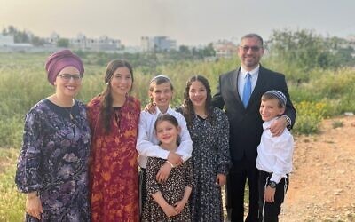 Dena, Rabbi Yonatan Udren and their five kids: Zahava, Sara, Amichai, David, and Chana in Beit El. (Photo provided by Yonatan Udren)