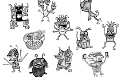 Illustrated monsters by Gary Hirsch. (Image courtesy of Ari Lightman)