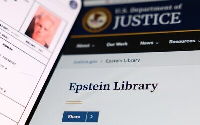 An image of the Epstein Library on the Department of Justice website taken in Krakow, Poland on Feb. 4, 2026. (Jakub Porzycki/NurPhoto)