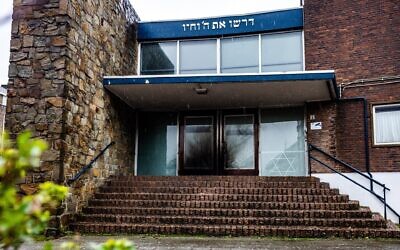 Exterior view of the damage following an explosion at a Rotterdam synagogue on March 13, 2026. (Media TV via ANP/AFP via Getty Images/ Netherlands OUT)