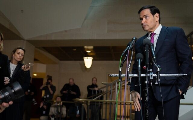 Secretary of State Marco Rubio talks to reporters ahead of briefing the Congressional "Gang of Eight" on U.S. strikes on Iran, at the U.S. Capitol in Washington, D.C., on March 2, 2026. (Nathan Posner/Anadolu via Getty Images) Secretary of State Marco Rubio talks to reporters ahead of briefing the Congressional "Gang of Eight" on U.S. strikes on Iran, at the U.S. Capitol in Washington, D.C., on March 2, 2026. (Nathan Posner/Anadolu via Getty Images)