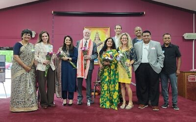Leaders from Pittsburgh’s Hindu and Jewish communities gather following a June 8, 2025, program (Photo by Adam Reinherz)