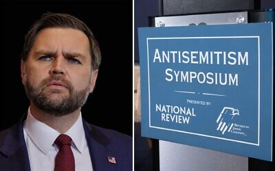 Some Jewish Republicans are losing patience with Vice President JD Vance, who has not condemned Tucker Carlson. (From left: Madison Thorn/Anadolu via Getty Images; Joseph Strauss)