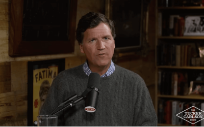 On Wednesday’s podcast, Tucker Carlson blamed Chabad for the Iran war. (Screenshot of "The Tucker Carlson Show")