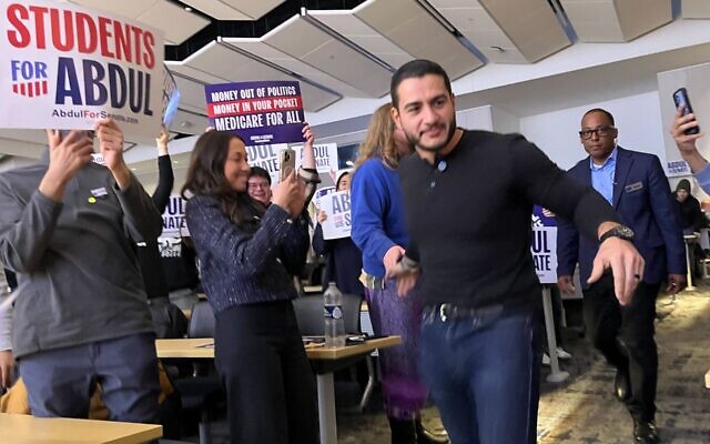 Michigan U.S. Senate candidate Abdul el-Sayed greets supporters at a rally in Ann Arbor, Michigan, April 7, 2026. The rally also featured Twitch streamer Hasan Piker, who has been accused of antisemitism. (Andrew Lapin/JTA) Michigan U.S. Senate candidate Abdul el-Sayed greets supporters at a rally in Ann Arbor, Michigan, April 7, 2026. The rally also featured Twitch streamer Hasan Piker, who has been accused of antisemitism. (Andrew Lapin/JTA)