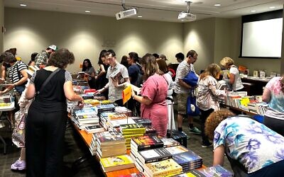 Jewish book lovers gather at the Jewish Book Council's offices in Manhattan, July 19, 2023. (Photo by Gabe Friedman)