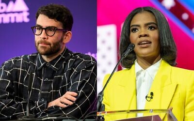 Hasan Piker (L) and  Candace Owens (R) are the subjects of a new bipartisan House resolution condemning antisemitism introduced by Reps. Mike Lawler and Josh Gottheimer. (Lev Radin/Pacific Press/LightRocket via Getty Images)(Noushad Thekkayil/NurPhoto via Getty Images)