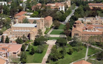 An aerial view of the historic core of the UCLA campus in 2003. (Credit: Courtesy of UCLA)