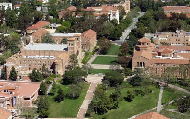 An aerial view of the historic core of the UCLA campus in 2003. (Credit: Courtesy of UCLA) An aerial view of the historic core of the UCLA campus in 2003. (Credit: Courtesy of UCLA)