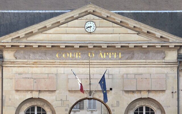 The pediment of the Versailles Court of Appeal, located in the former Queen's Stables, on September 30, 2011. (JACQUES DEMARTHON/AFP via Getty Images)