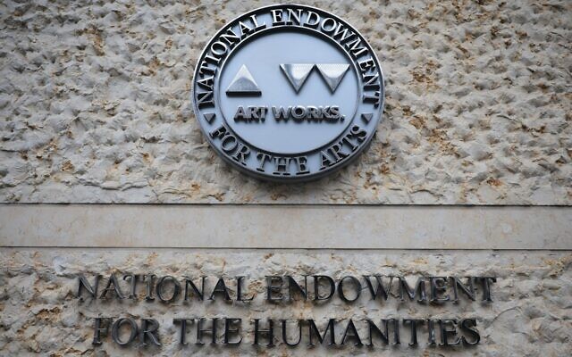 Rain falls on the National Endowment for the Humanities building (NEH) on April 11, 2025 in Washington, DC. The NEH has begun laying off staff after President Donald Trump and the Department of Government Efficiency's (DOGE) Feb. 11 executive order to reduce the federal workforce. (Kayla Bartkowski/Getty Images)