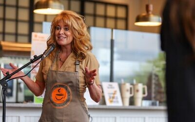 Pa. State Treasurer Stacy Garrity speaks during a visit to Coffee Inclusive in Pittston, Pa., Aug. 14, 2025. (Jason Ardan/The Citizens' Voice via Getty Images)