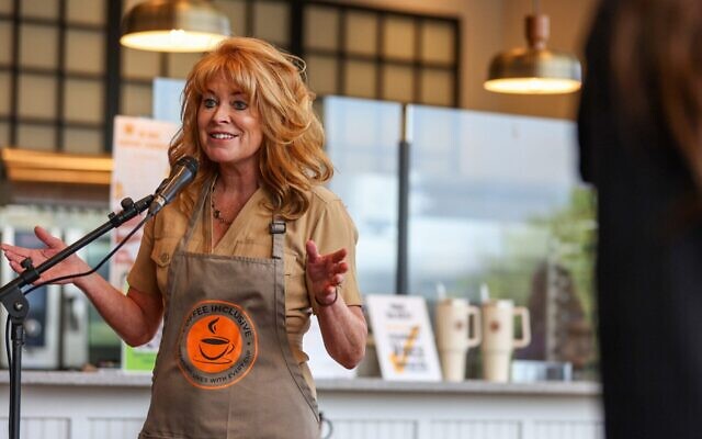 Pa. State Treasurer Stacy Garrity speaks during a visit to Coffee Inclusive in Pittston, Pa., Aug. 14, 2025. (Jason Ardan/The Citizens' Voice via Getty Images)