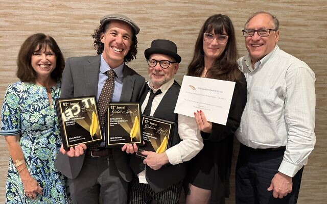 Toby Tabachnick, Adam Reinherz, David Rullo, Emma Riva and Jim Busis gather at the 62nd Golden Quill Awards on May 18. (Photo by Maureen Busis) Toby Tabachnick, Adam Reinherz, David Rullo, Emma Riva and Jim Busis gather at the 62nd Golden Quill Awards on May 18. (Photo by Maureen Busis)