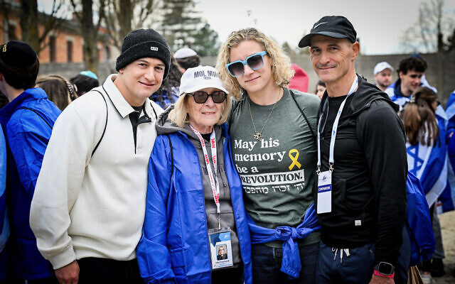 Allan Tissenbaum (right) and his mother Ellen (second from left) took part in the March of the Living in April with Tissenbaum's son Jeremy (left) and niece Molly. (Photo by PBL Photography) Allan Tissenbaum (right) and his mother Ellen (second from left) took part in the March of the Living in April with Tissenbaum's son Jeremy (left) and niece Molly. (Photo by PBL Photography)