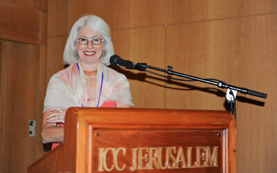 JHF President and CEO Karen Feinstein speaks at healthcare meeting in Jerusalem. (Photo courtesy of Jewish Healthcare Foundation)