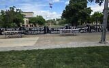 The Fence at CMU was painted with anti-Israel messages earlier this month. (Photo by David Rullo)