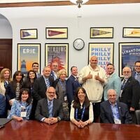 Pennsylvania Sen. John Fetterman met with the Jewish Federation of Greater Pittsburgh representatives and other Jewish Pittsburghers during a recent trip to Washington, D.C. (Photo courtesy of Rick Wice)