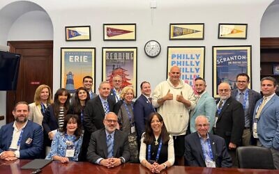 Pennsylvania Sen. John Fetterman met with the Jewish Federation of Greater Pittsburgh representatives and other Jewish Pittsburghers during a recent trip to Washington, D.C. (Photo courtesy of Rick Wice)