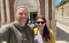 Rabbi Mark Asher Goodman and Frances Lasday stand outside the site of Shoresh. (Photo courtesy of Rabbi Mark Asher Goodman)