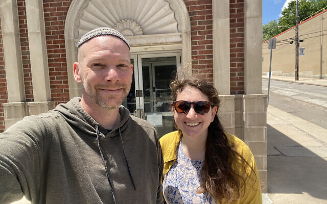 Rabbi Mark Asher Goodman and Frances Lasday stand outside the site of Shoresh. (Photo courtesy of Rabbi Mark Asher Goodman)