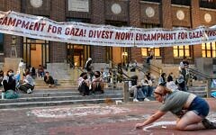 Protesters at the pro-Palestinian encampment at the University of Michigan, May 13, 2024, in Ann Arbor. (Adam J. Dewey/Anadolu via Getty Images)