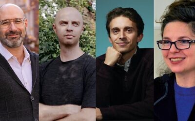 The four finalists for the 2026 Sami Rohr Prize are, from left, Shaul Kelner, Amir Tibon, Jordan Salama and Laura Hobson Faure. (Anne Rayner, Ofir Berman, Becky Hale, Patrick Clavier/Archives de Paris)