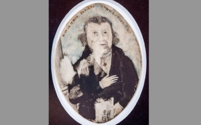 A pen and ink portrait of Mordecai Moses Mordecai on bone, c.1750, from the Sheftall Family Trust and Congregation Mickve Israel in Philadelphia and the John L. Loeb, Jr. Database of Early American Jewish Portraits
