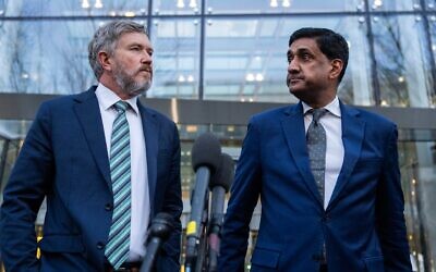 Reps. Thomas Massie and Ro Khanna conduct a news conference after reviewing unredacted portions of the Jeffrey Epstein files, outside a Department of Justice office in NoMa on Feb. 9, 2026. (Tom Williams/CQ Roll Call)