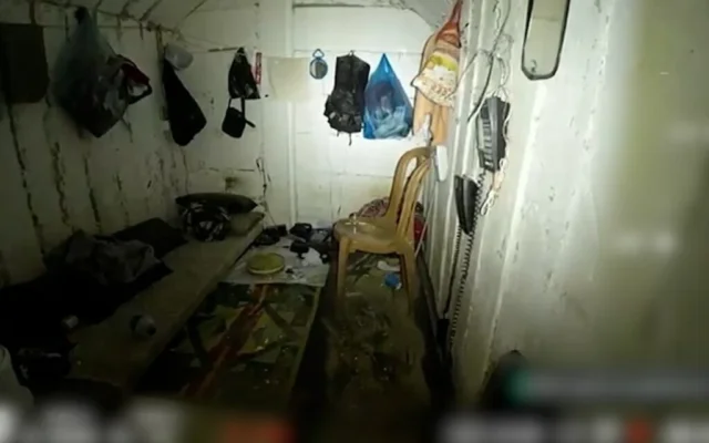 A Hamas tunnel underneath the European Hospital in southern Gaza’s Khan Younis, where Hamas leader Mohammed Sinwar was killed, in a handout photo published by the IDF on June 7, 2025. (Israel Defense Forces)