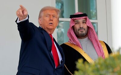 President Donald Trump speaks with Crown Prince and Prime Minister Mohammed bin Salman of Saudi Arabia at the White House on Nov. 18, 2025, in Washington.  (Chip Somodevilla/Getty Images)